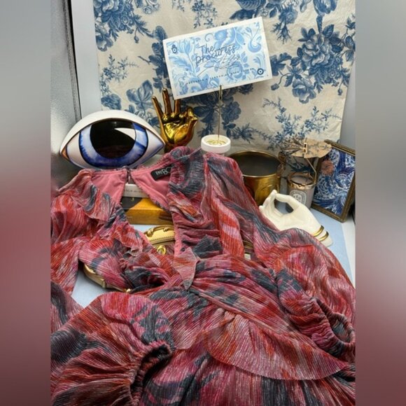 🆕 PATBO 🧿 NWOT Twist Metallic Ruched Gown, Pink - Sz BR 36 US 4 - Picture 12 of 14